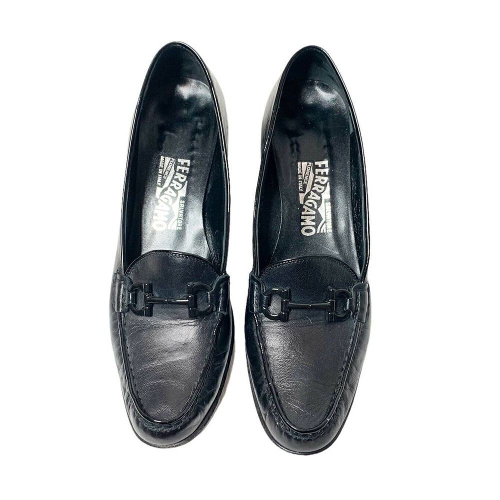 Salvatore Ferragamo Women’s Black Heel Loafers with Horse Bit Buckle Size 8.5 2A